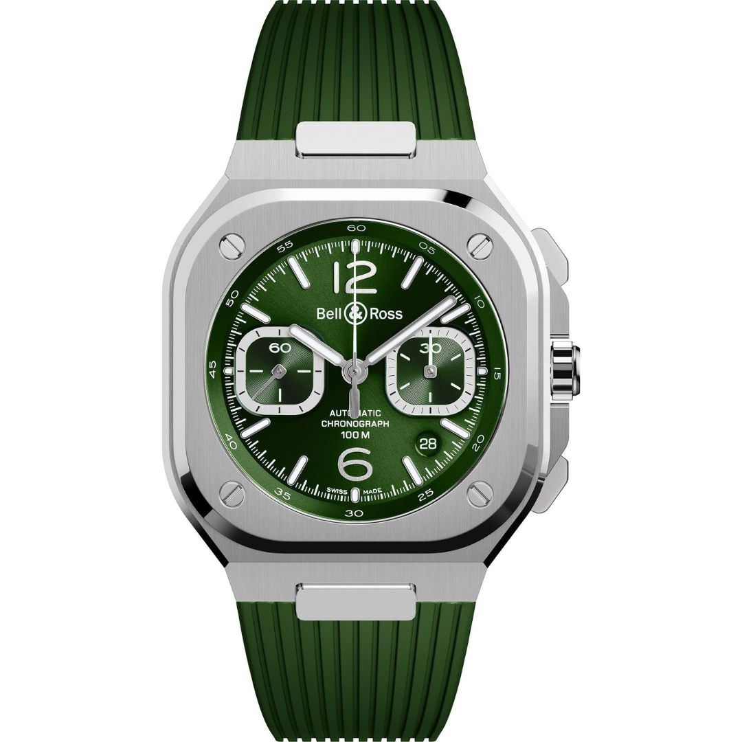bell & ross br 05 chrono green steel 42mm br05c gn st/srb