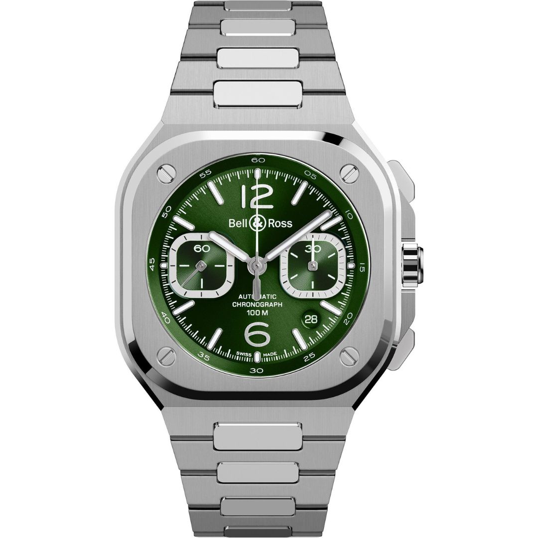 bell & ross br 05 chrono green steel 42mm br05c gn st/sst