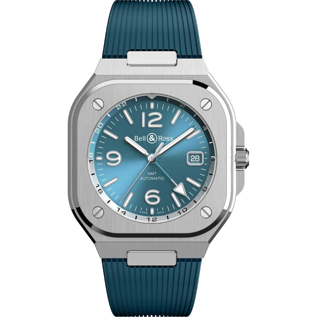 Bell & Ross BR 05 GMT 41mm BR05G-PB-ST/SRB Blue Dial on Rubber Strap