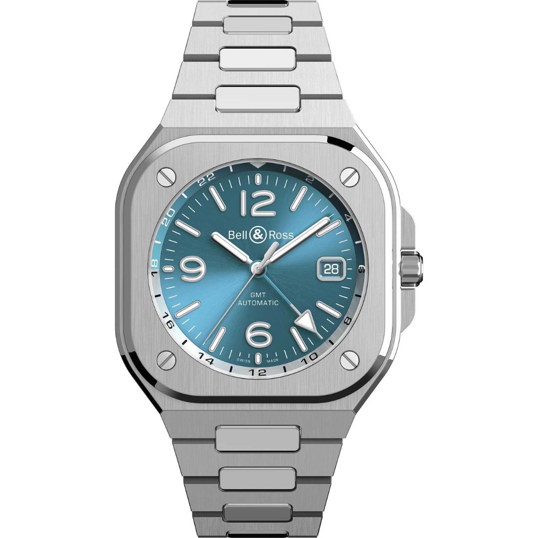 bell & ross br 05 gmt sky blue 41mm br05g pb st/sst