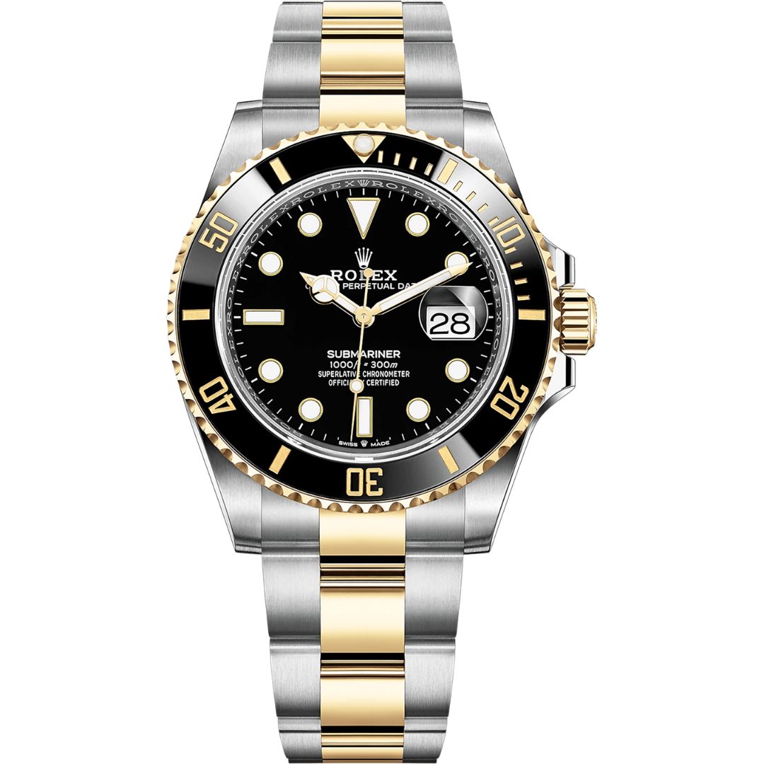 Rolex Submariner Date 41mm 126613LN-0002 with black dial and stainless steel and yellow gold bracelet.
