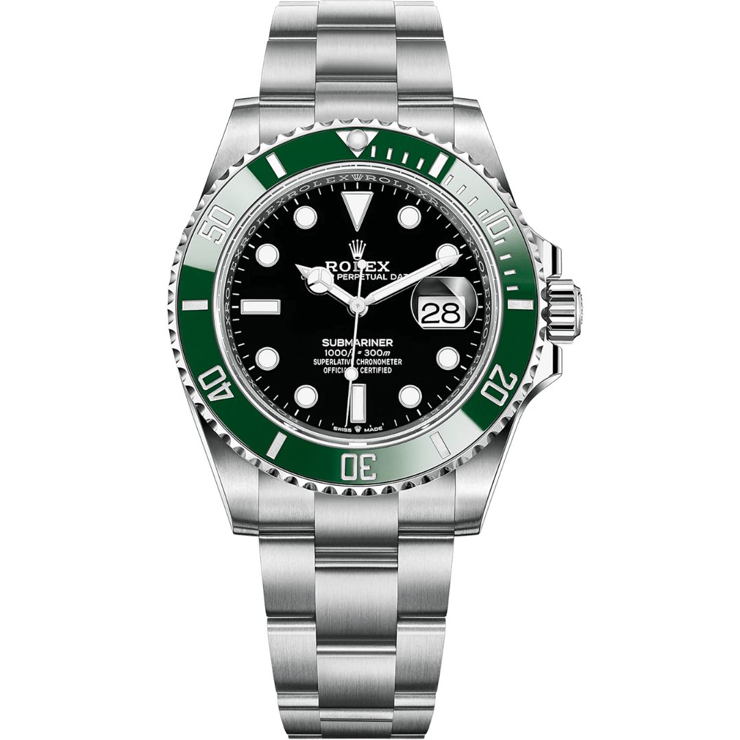 Rolex Submariner Date 41mm 126610LV-0002 with black dial and stainless steel bracelet.