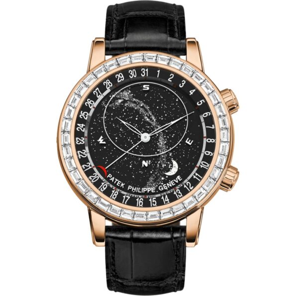Patek Philippe Grand Complications 6104R-001 Rose Gold Black Dial Diamond Bezel