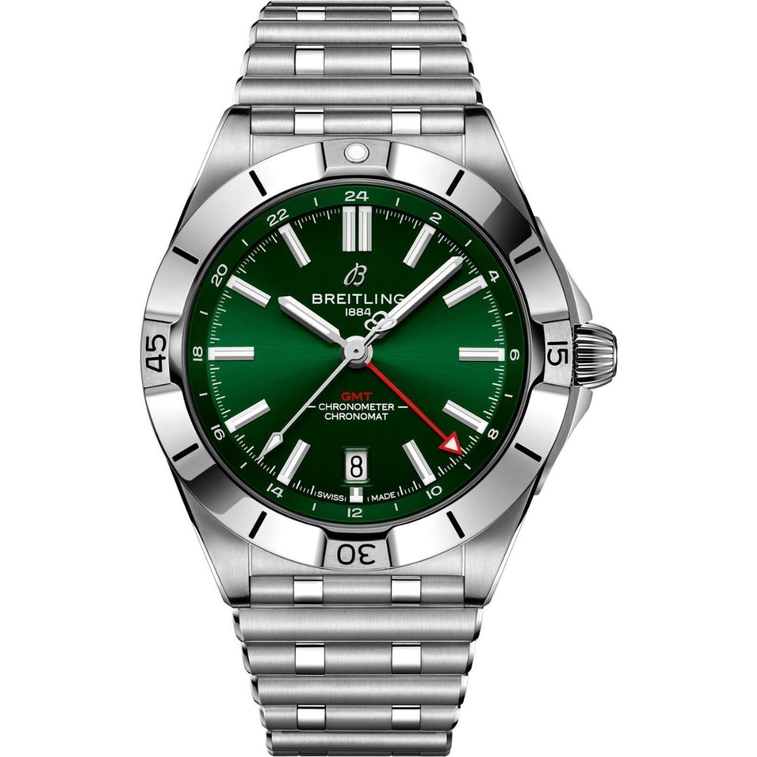 Breitling Chronomat Automatic GMT 40mm A32398101L1A1 Green Dial on Bracelet