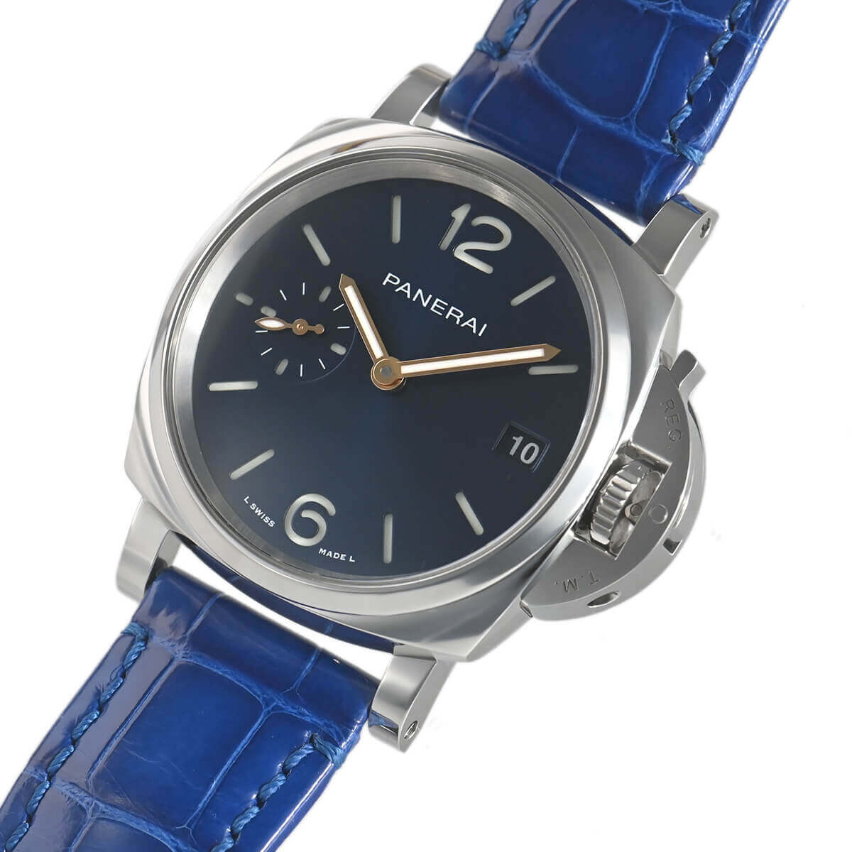 Right side view of the Panerai PAM01273 showing the minimalist crown without crown guard, maintaining a sleek profile.