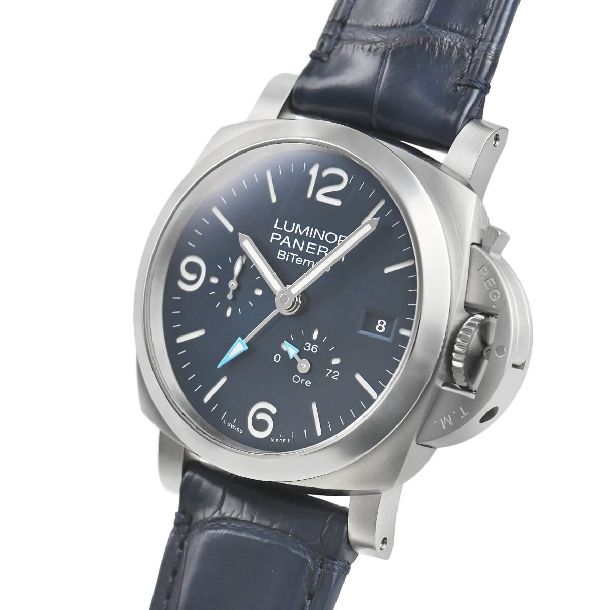 Right side view of the Panerai PAM01361 showing the signature crown-protecting bridge and robust case profile.