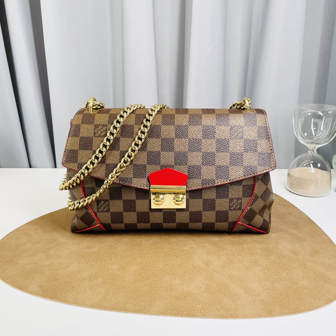 Louis Vuitton Cultch Cassia Checkerboard Pattern Red Courier Bag