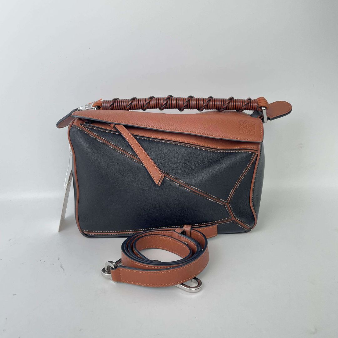 Loewe Calfskin Mini Puzzle Bag Tan Black