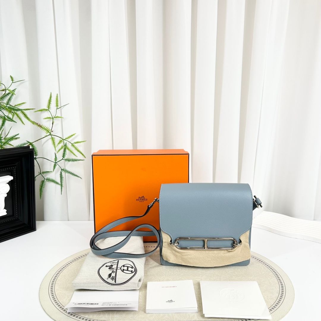 Hermes Evercolor Mini Sac Roulis Bleu Atoll