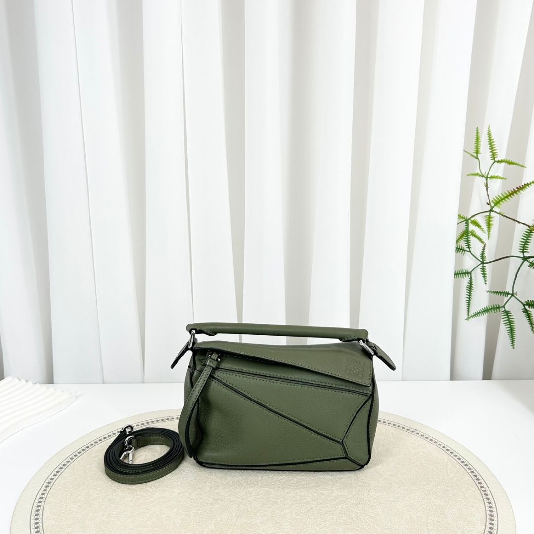 Loewe Calfskin Mini Puzzle Bag Avocado