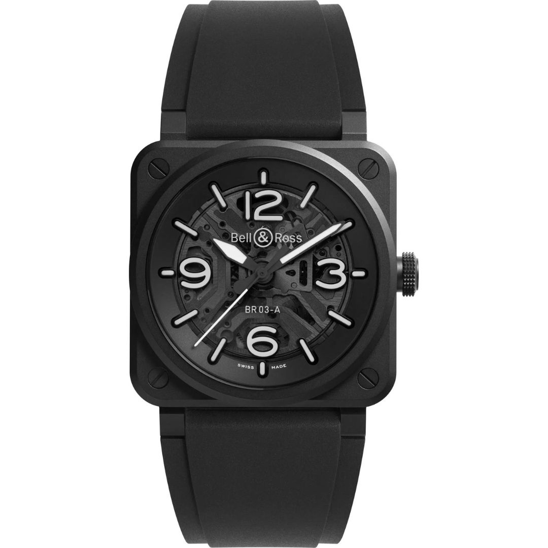 Bell & Ross BR 03 Skeleton Black Ceramic BR03A-BL-SKCE/SRB Ceramic Skeleton Dial